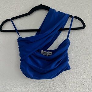 Tiger Mist Cobalt Blue Off Shoulder Top